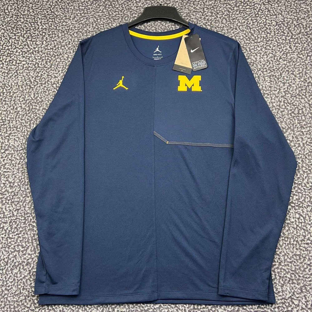 Air Jordan Michigan Wolverines Dri-FIT Shirt Men Large Jumpman Long Sleeve New L
